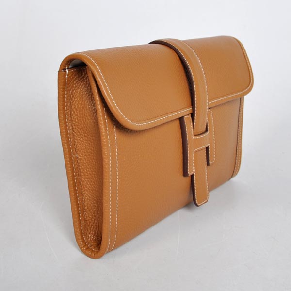High Quality Hermes Jige Large Clutch Handbag Light Coffee 1053 Replica - Click Image to Close